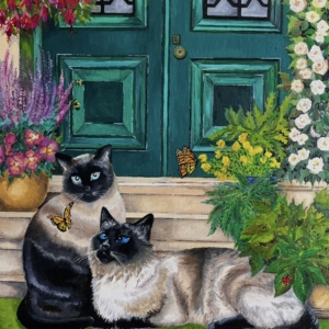 SOLD - Commissioned painting of Two Cats (Cleetus & Korben)
