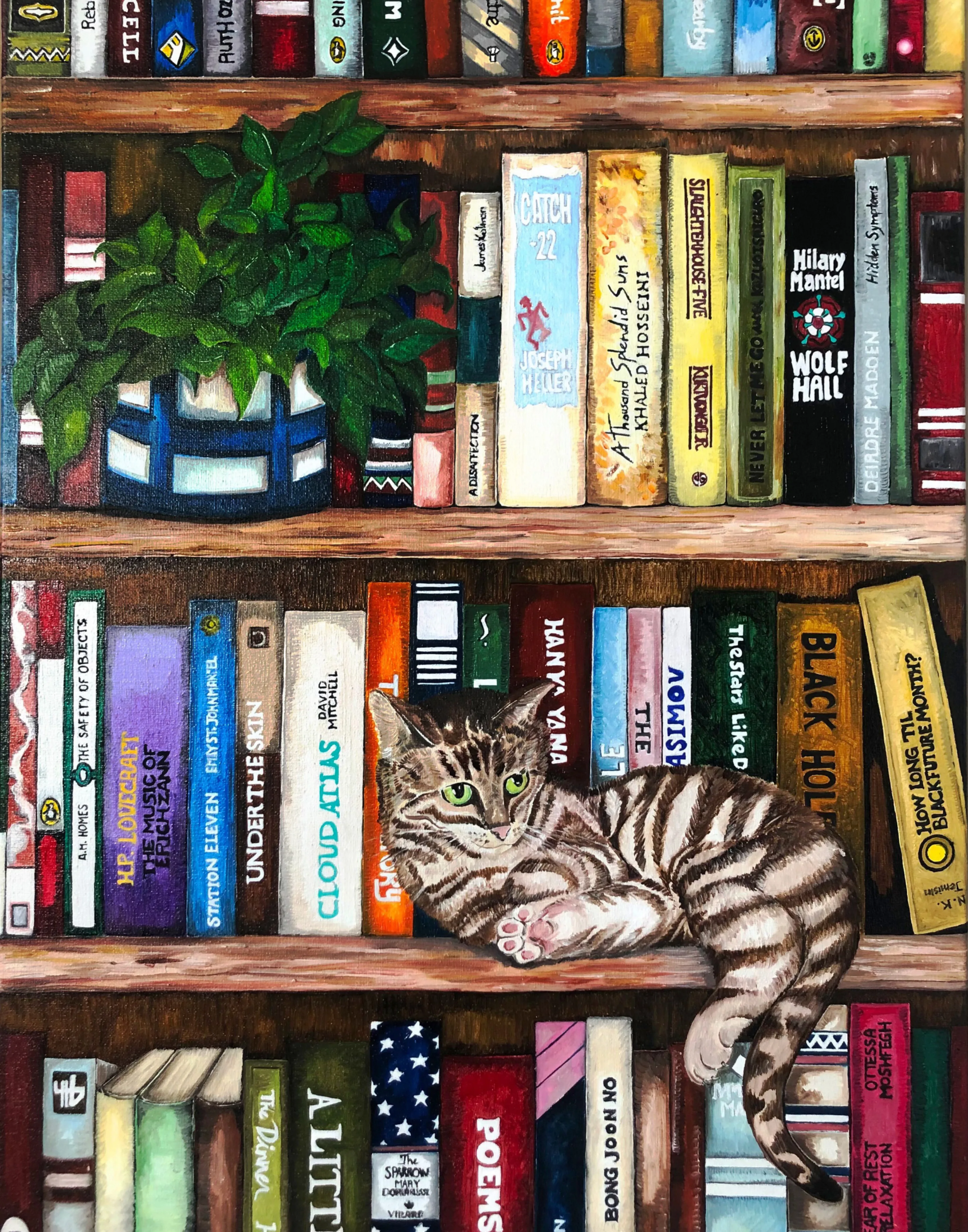 Cat & Books Commissioned by Kori