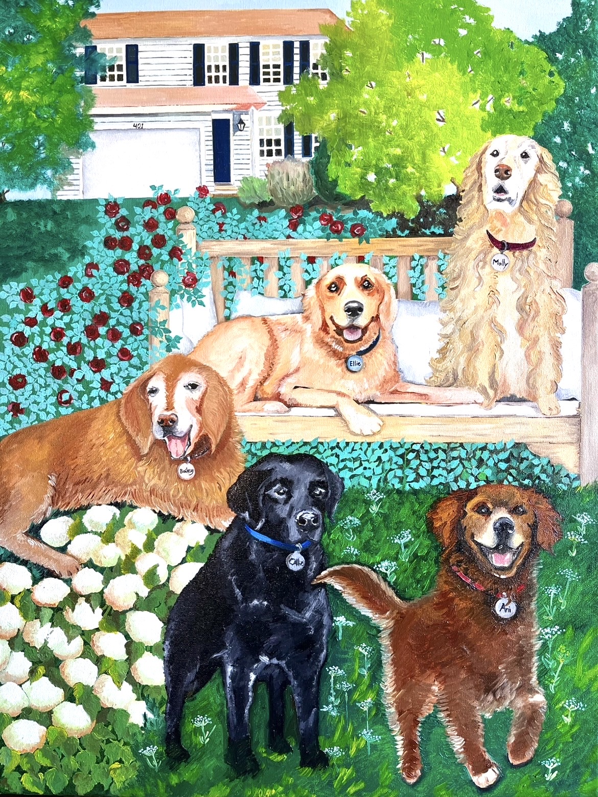 Bailey, Molly, Ellie, Ollie, Ani - Commissioned by Kate